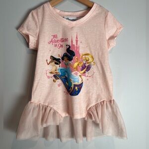 Disney Parks Disneyland Princess Pink Tulle Hem Short Sleeve Shirt XS Girls